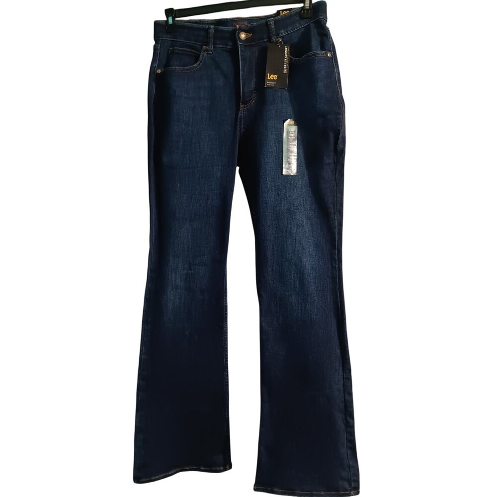Lee Boot Cut Mid Rise Blue Jeans Women's "Main Thrill" 14 Medium Dark Blue NEW